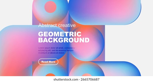 Projeto geométrico abstrato. As cores vibrantes se misturam, criando uma experiência visual moderna. O texto promove uma maior exploração.