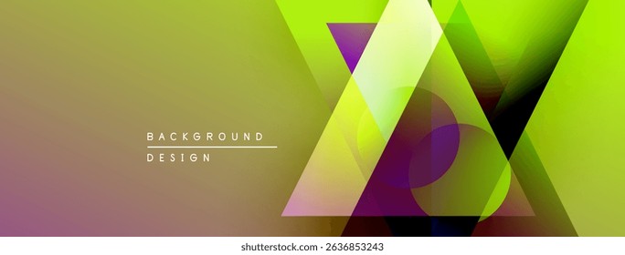 Abstract geometric design. Vibrant gradients blend, creating dynamic visual effect. Overlapping shapes suggest depth, modern aesthetic.