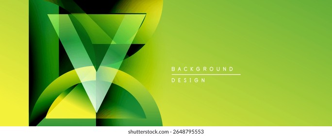 Abstract geometric design. Vibrant green, yellow hues create dynamic visual effect. Modern background suitable for presentations, branding.