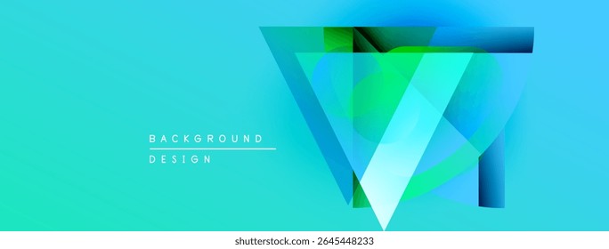 Abstract geometric design. Vibrant turquoise, green hues create layered effect. Modern background suitable for presentations, graphics.