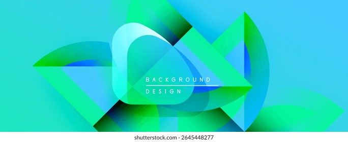 Abstract geometric design. Vibrant turquoise, green gradients create dynamic composition. Modern background suitable for digital projects.