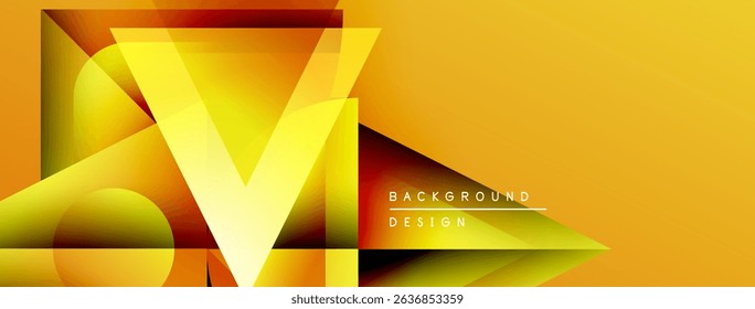 Abstract geometric design. Vibrant yellow, orange hues create dynamic visual effect. Modern background suitable for presentations, branding.