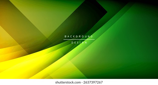 Abstract geometric design. Vibrant yellow, green gradients blend into dark background. Modern aesthetic, sleek lines create dynamic visual impact.