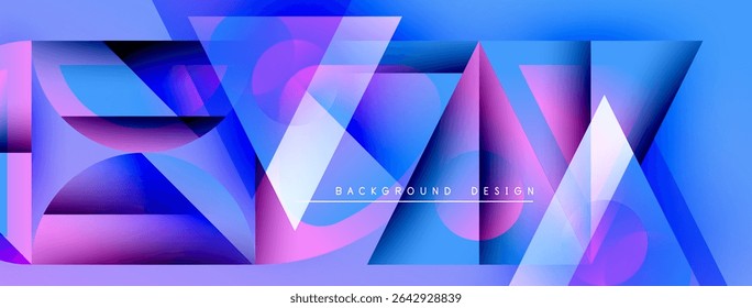 Abstract geometric design. Vivid blue, purple hues create dynamic composition. Modern background suitable for digital projects.