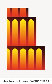 Abstract geometric design with warm gradient colors. Bold shapes create a striking visual. The gradient enhances the geometric effect. Modern and vibrant art. Abstract graphic vector.