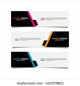Abstract geometric design of web banner template. Set of banner design with three color variations template.
