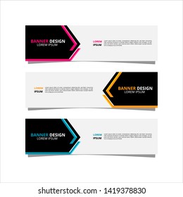 Abstract geometric design of web banner template. Set of banner design with three color variations template.