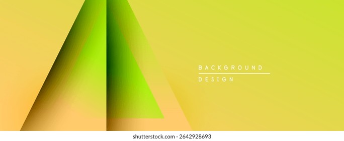 Abstract geometric design. Yellow, green layers create depth. Minimalist style, modern aesthetic. Clean background, simple text elements.