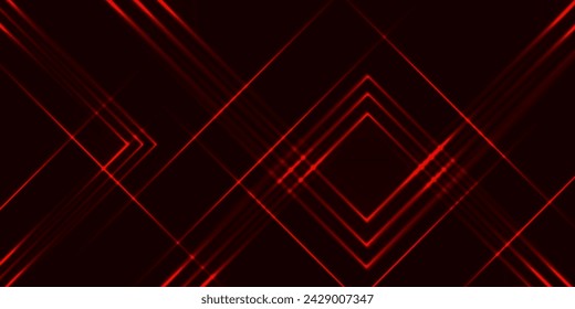 abstract geometric diagonal dynamic shining red lines composition on the dark background