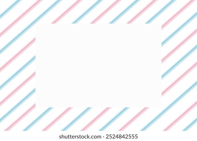 Abstract geometric diagonal lines background pattern with blue and pink colors. Vector illustration with copy space in the center, for greeting card, note, wallpaper.