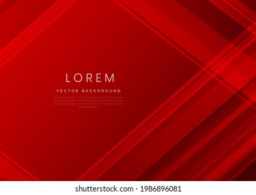 Abstract geometric diagonal overlay layer on red background. You can use for ad, poster, template, business presentation. Vector illustration