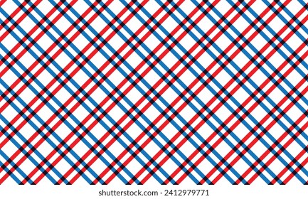 abstract geometric diagonal red blue double line plaid pattern.