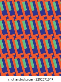 Abstract Geometric Diagonal Stripes Lines Seamless Pattern Trendy Fashion Colors Minimalist Simple Design Retro Concept Perfect for Allover Fabric Print Sax Blue Orange Green Tones