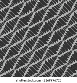Resumen de ondas diagonales geométricas hechas con pequeños azulejos negros sobre un fondo gris. Plantilla de esquema. Patrón vectorial de repetición sin inconvenientes. 