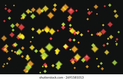 Abstract Geometric Diamond Pattern on Black Background with Vibrant Colors