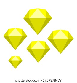 Abstract Geometric Diamond Shape, Minimalist Yellow Crystal Gem Icon Design 060