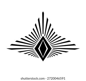 Forma geométrica Abstractas del diamante con la Ilustración vectorial radiante de la silueta de los rayos para la marca moderna del logotipo del negocio y el diseño lujoso