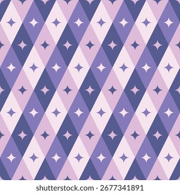 Abstract Geometric Diamond Shape Repeating Pattern in Various Purple Tones