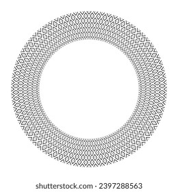 Abstract Geometric Diamonds and Dots Circle Pattern for Decorative Round Frame. Vector Art.