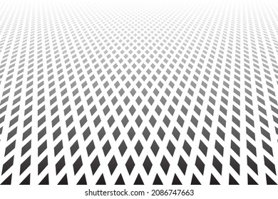 Abstract geometric diamonds pattern in diminishing perspective view. Vector art.