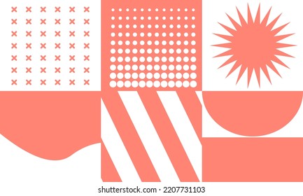 abstract geometric distress aesthetics pattern design. Brutalism inspired design graphics collage made with simple geometric shapes and grunge texture, useful for poster art and digital prints.