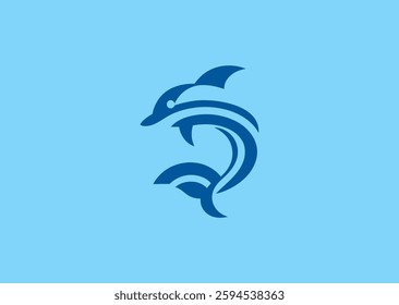 Abstract Geometric Dolphin Logo – A streamlined geometric dolphin, symbolizing intelligence, playfulness, and the sea.
