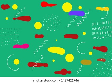 abstract geometric doodle background with retro handdrawn cartoon style