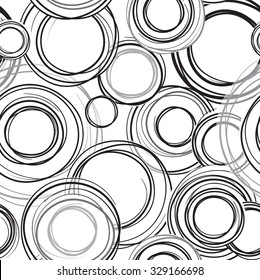 Abstract geometric doodle seamless pattern. Grange bubble ornamental background. Circles. Abstract seamless background with sribble rings