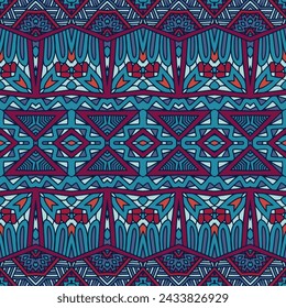 Abstract geometric doodle shapes seamless aztec style pattern ornamental. Textile ethnic print vector ethnic tribal indian ornament