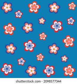 Resumen Estilo de Doodle Geométrico Estilo Florals Sencillo a la moda Patrón sin inconvenientes Colores de moda Concepto elegante Perfecto para la tela de Allover Imprimir fondo azul cielo