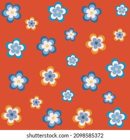 Abstract Geometric Doodle Style Trendy Simple Florals Seamless Pattern Trendy Fashion Colors Stylish Concept Perfect for Allover Fabric Print Coral Background