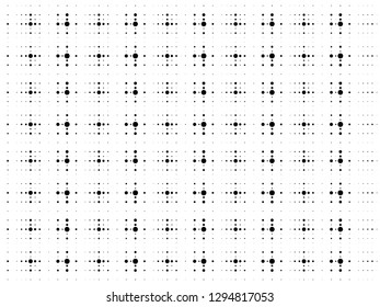 Abstract geometric dots background. Black white random grunge dots texture. Pop Art circle comic pattern. Polka dots ornament vector pattern. Template for presentation flyer, business cards, stickers