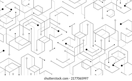 Abstract geometric dots connection on white background. Abstract hexagon technology connect for concept design. 