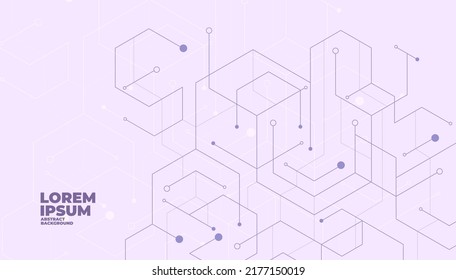 Abstract geometric dots connection on purple background. Abstract hexagon technology connect for concept design. 