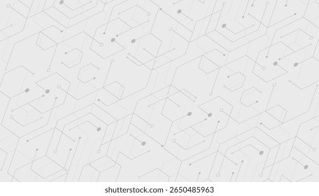 Abstract geometric dots connection on gray background. Abstract hexagon technology connect for concept design. vector illustration.