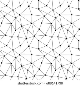 Abstract geometric dotted seamless pattern. Vector black dots and lines on white background