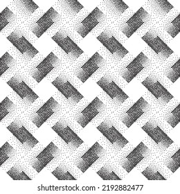 Abstract geometric dotted square shape checkered seamless pattern. Artistic polka dot ornamental stylish background. Abstract  tiled monochrome texture