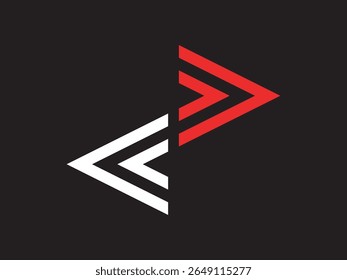 Abstract Geometric Double Arrow Symbol in White and Red Minimalist Style