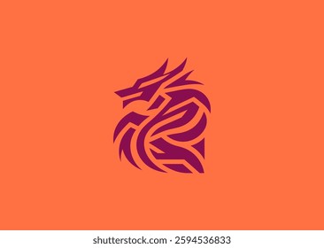 Abstract Geometric Dragon Logo – A mythical geometric dragon, symbolizing power, wisdom, and legend.