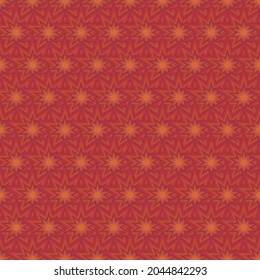 Abstract geometric drawing with lines, stars. Seamless vector background. Red-orange texture. New Year's Christmas pattern
