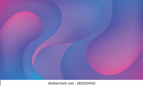 Resumen del diseño geométrico de fondo azul dinámico, rosa y lavanda. Planilla de fluido de gradiente moderno ondulado para fondo, folleto, afiche, revista, volante, banner y gráficos de páginas web