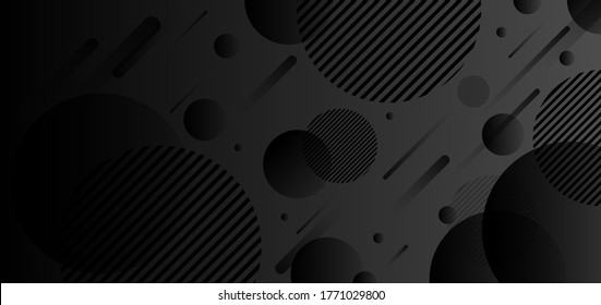 Abstract geometric dynamic circles black gradient shape background. Vector illustration