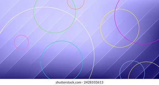 Abstract geometric dynamic diagonal lines with colorful circles shape the composition on the light background