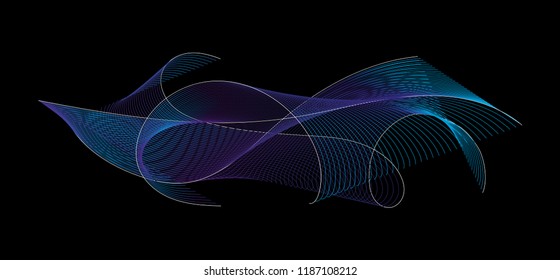 Abstract geometric dynamic sea wave. Creative line art. Design elements created using the Blend Tool.