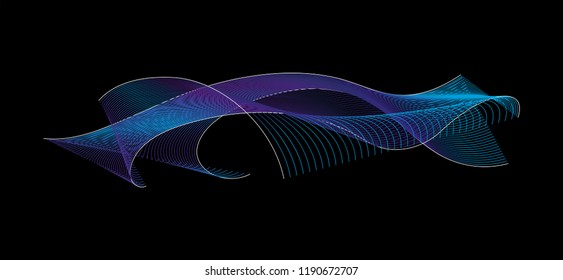 Abstract geometric dynamic sea wave. Creative line art. Design elements created using the Blend Tool.