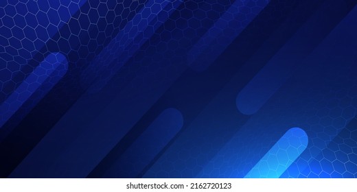 abstract geometric dynamic shapes composition hexagonal honeycomb on the blue background.