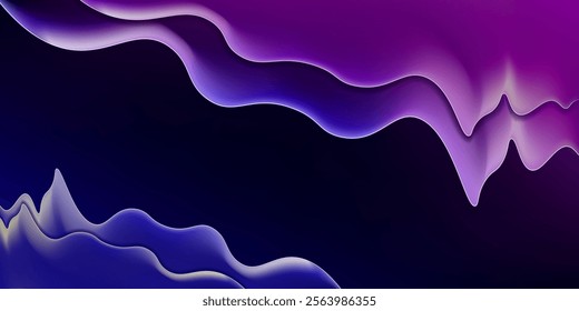 abstract geometric dynamic waves on the blue-purple background.