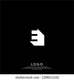 abstract geometric E logo letter in shadow design concept