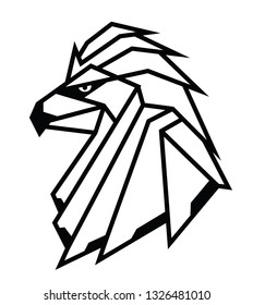 Abstract geometric eagle head for cut. Template animal for laser cutting. Stencil for decorative panel of wood, metal, paper. Design elements animal logo. vector illustration