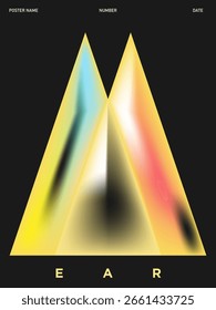 Abstractas diseño de oreja geométrica. Diseño Bauhaus moderno, Plantilla de concepto de diseño de patrón de póster. Ilustración vectorial.